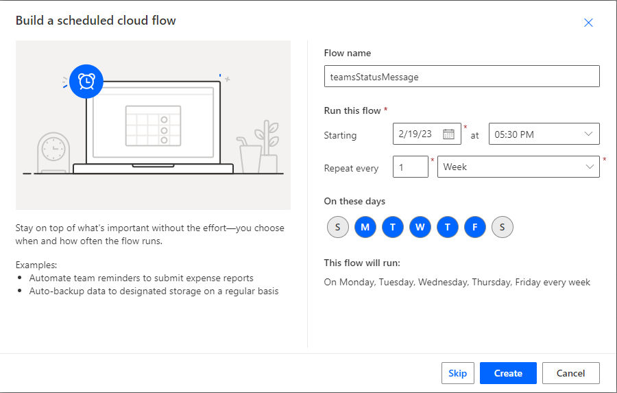 Build a scheduled cloud flow