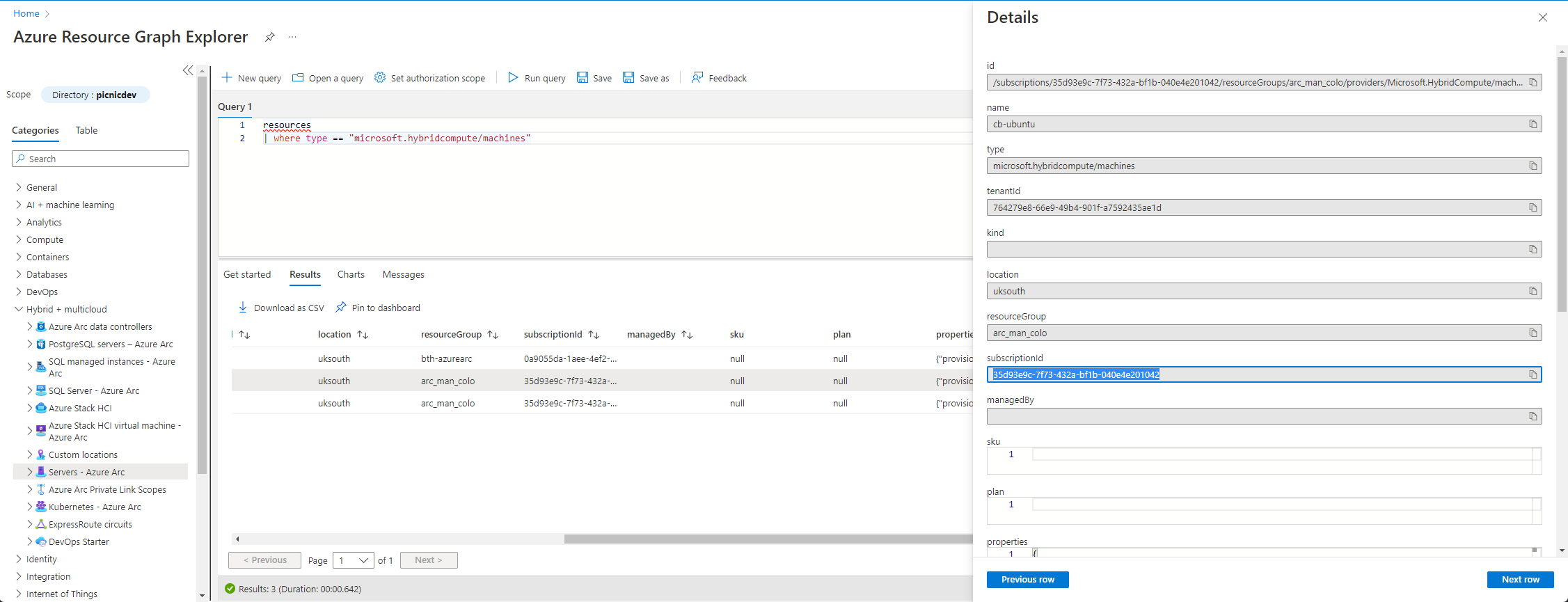 Azure Resource Graph Explorer see details