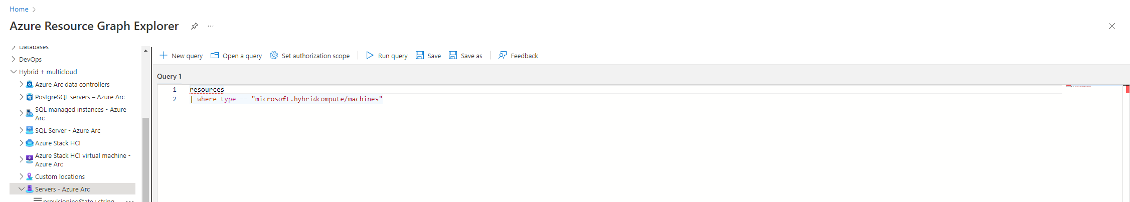 Azure ResourceGraph Explorer Servers - Azure Arc