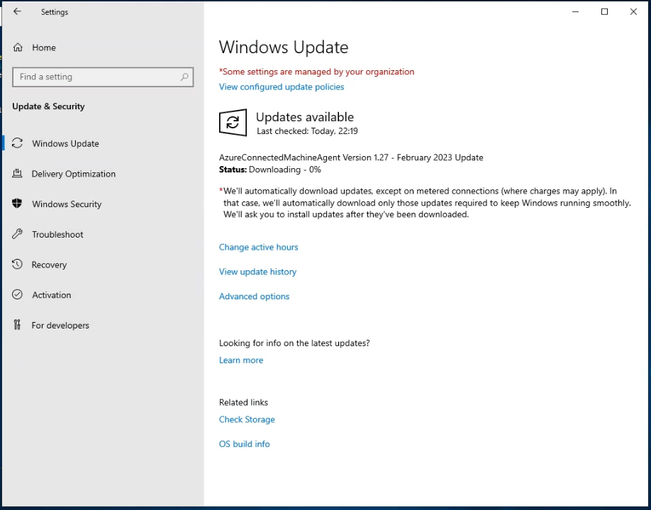 Windows Update downloading agent updates