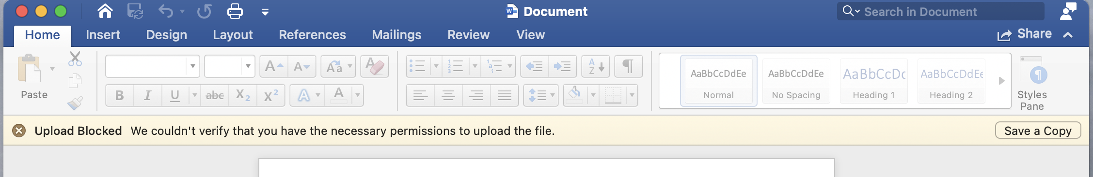Word for Mac - Upload Blocked