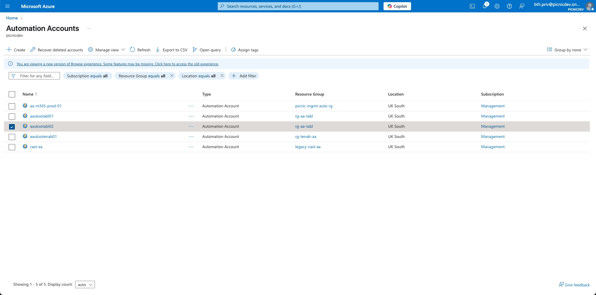 Automation Account Overview